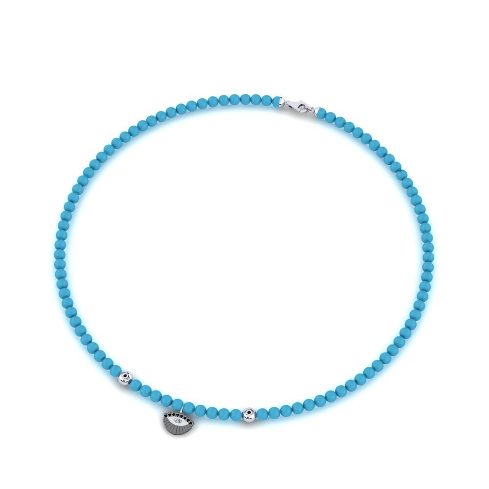 18k Oro Blanco Circonita Collar Eguna
