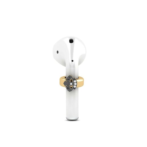 Airpods® Encanto 585 Yellow Gold with Black Rhodium & White Sapphire