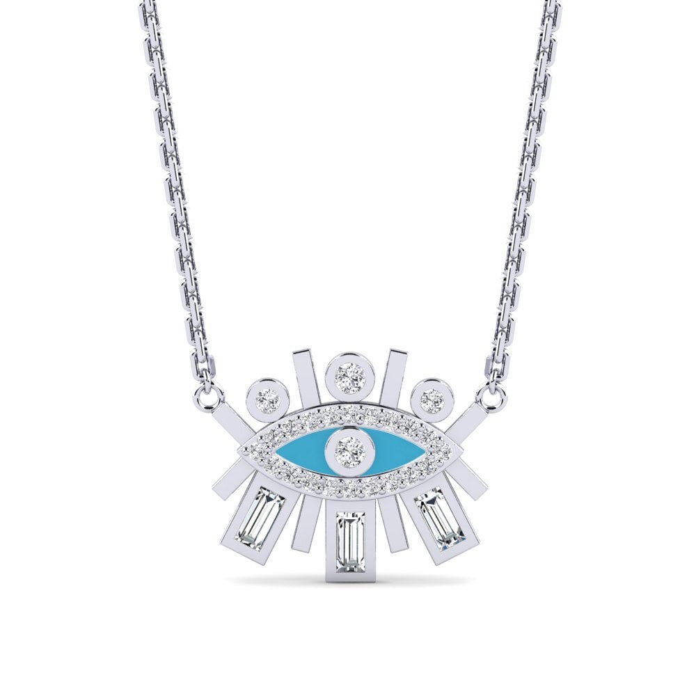 9k Oro Blanco Circonita Collar de Mujer Galien