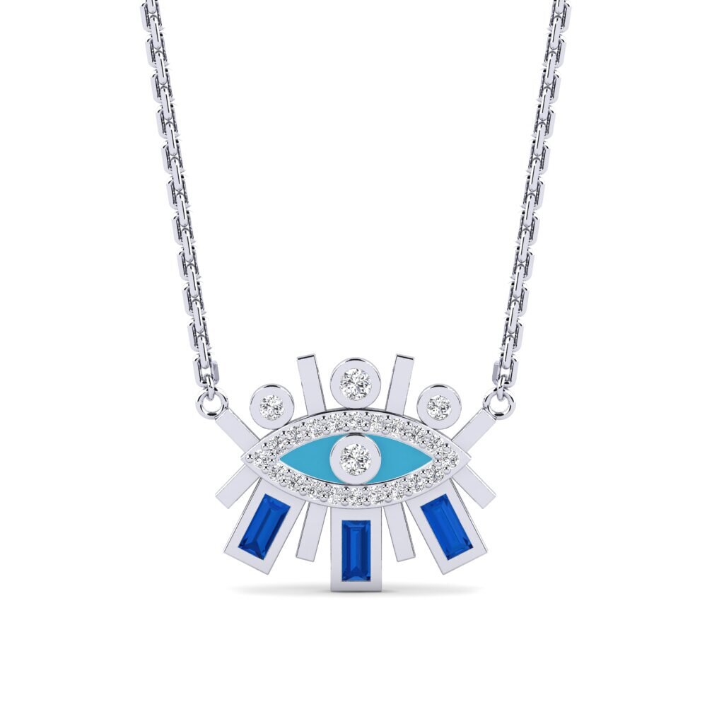 Plata 925 Circonita Azul Oscuro Collar de Mujer Galien