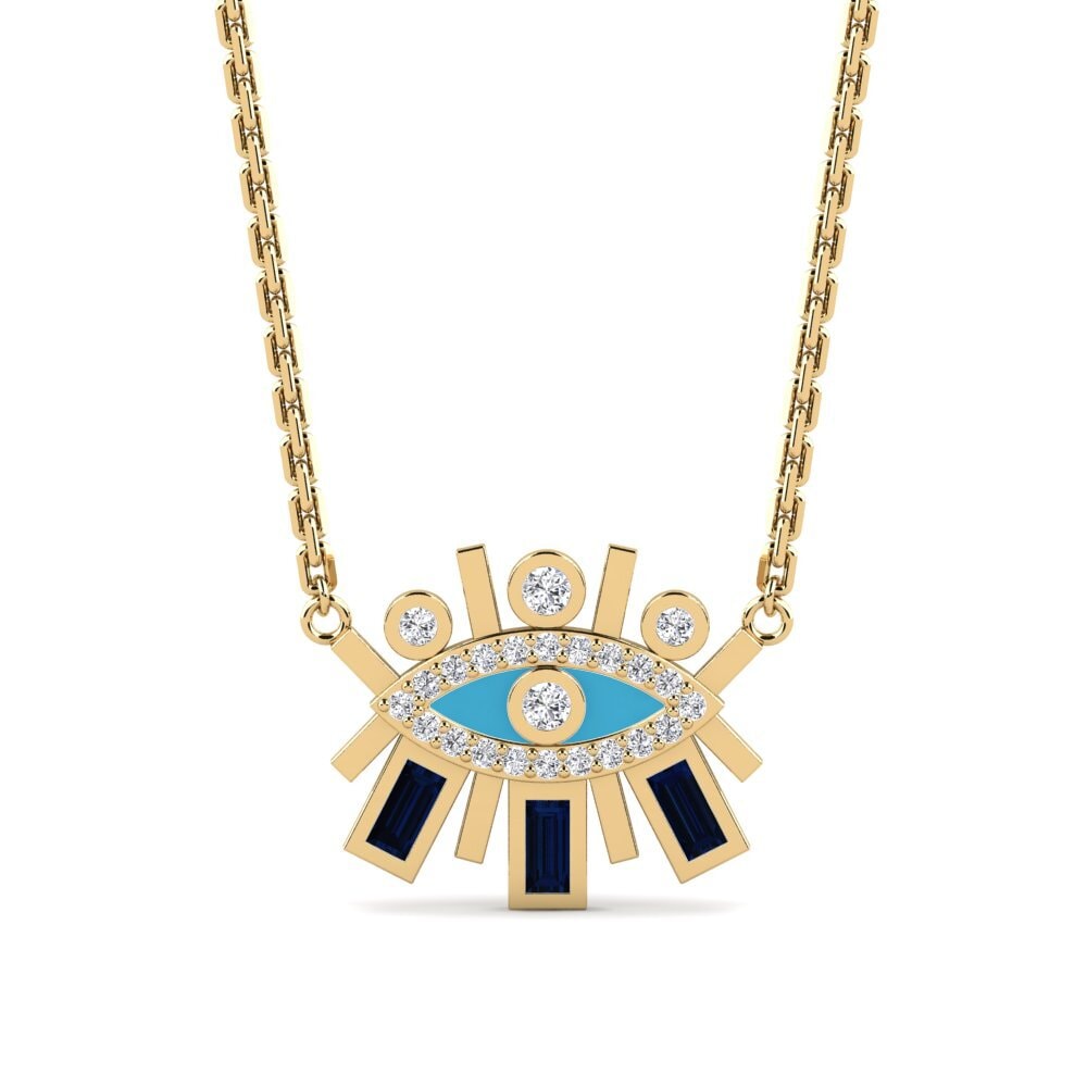 14k Oro Amarillo Zafiro Collar de Mujer Galien