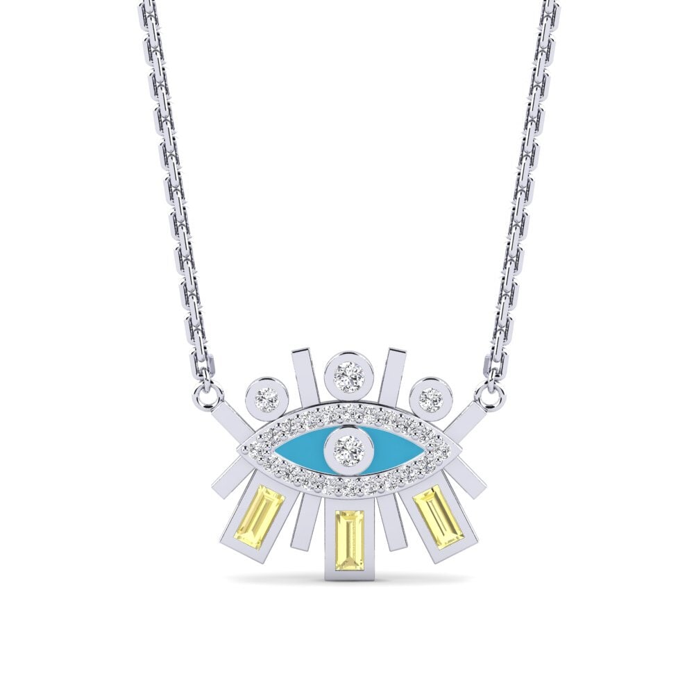 Plata 925 Zafiro amarillo Collar de Mujer Galien