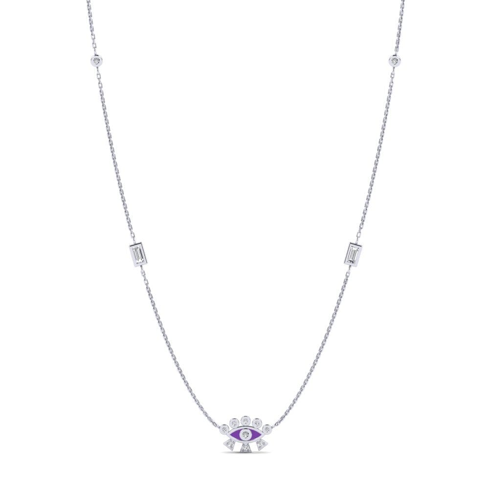 9k Oro Blanco Circonita Collar de Mujer Laodike