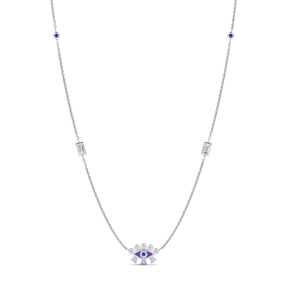 Plata 925 Circonita Azul Oscuro Collar de Mujer Laodike