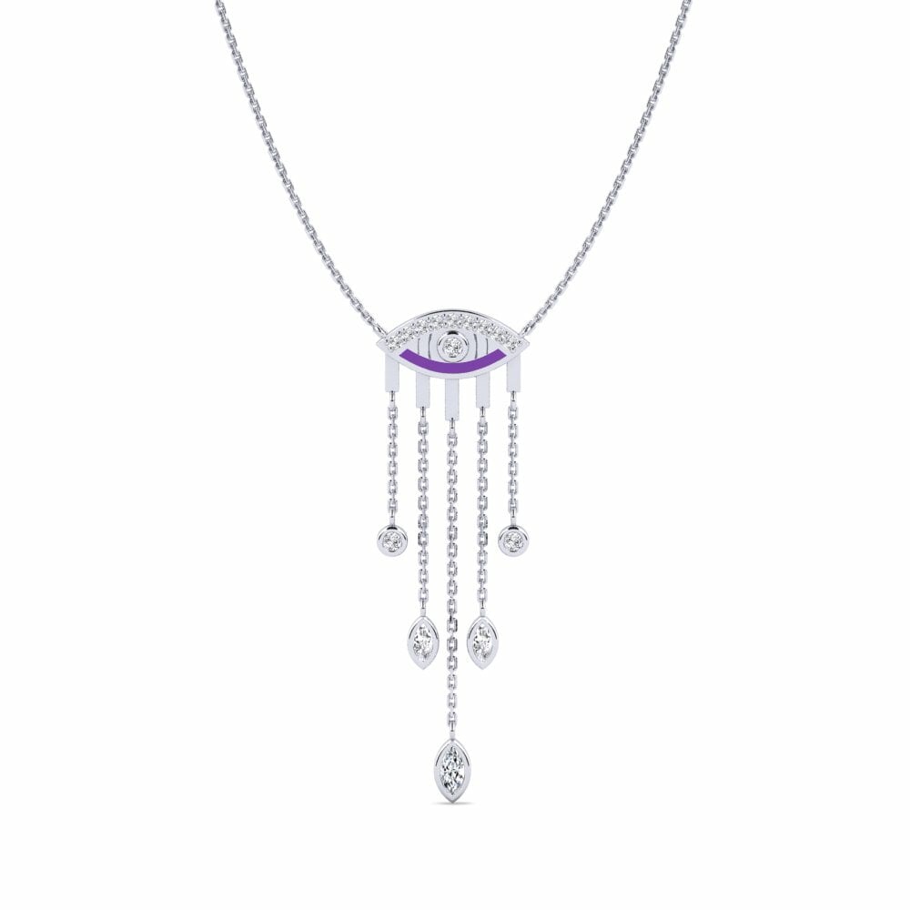 9k Oro Blanco Circonita Collar de Mujer Paista