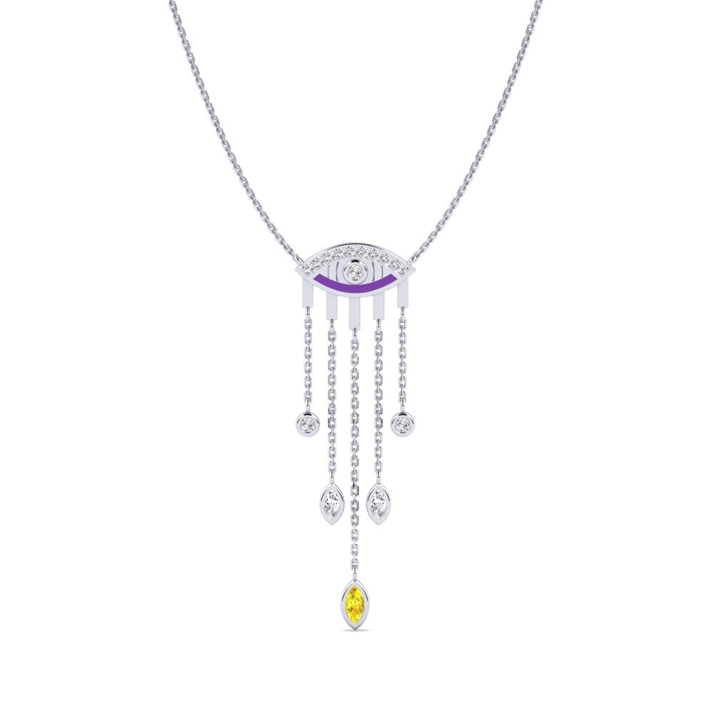 Plata 925 Zafiro amarillo Collar de Mujer Paista