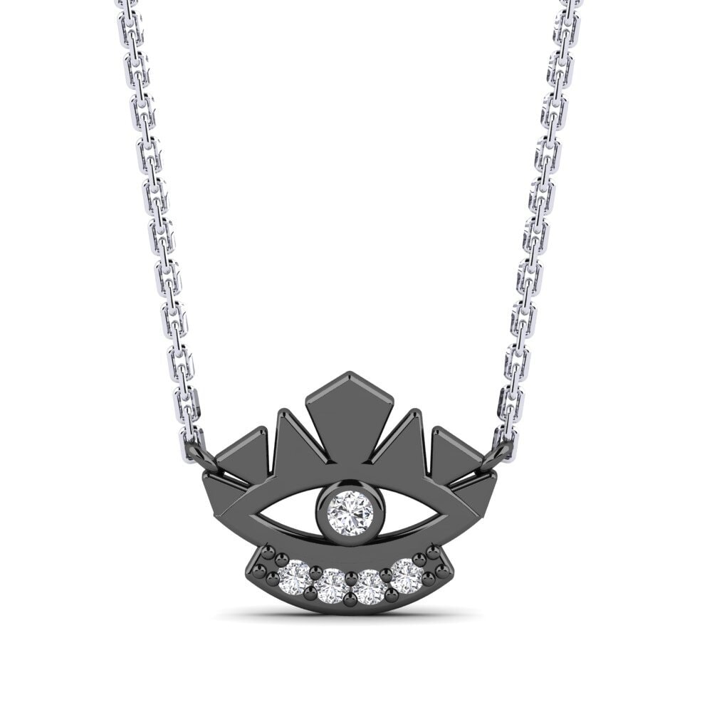 9k Oro Blanco Diamante Collar de Mujer Rayuwa