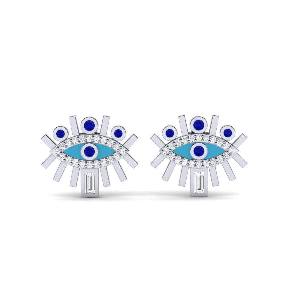 Plata 925 Zafiro Pendiente de mujer Sandras