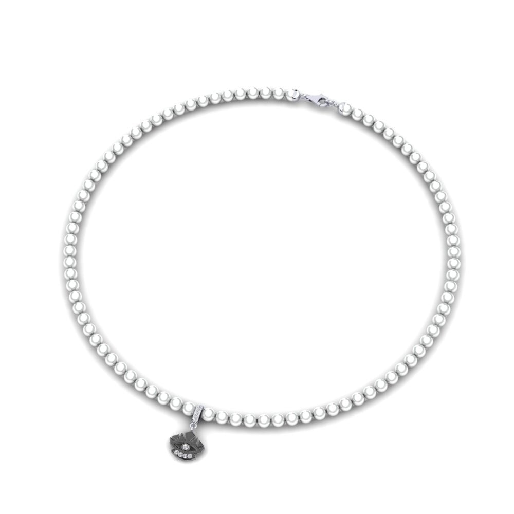 9k Oro Blanco Diamante Collar Tesifa
