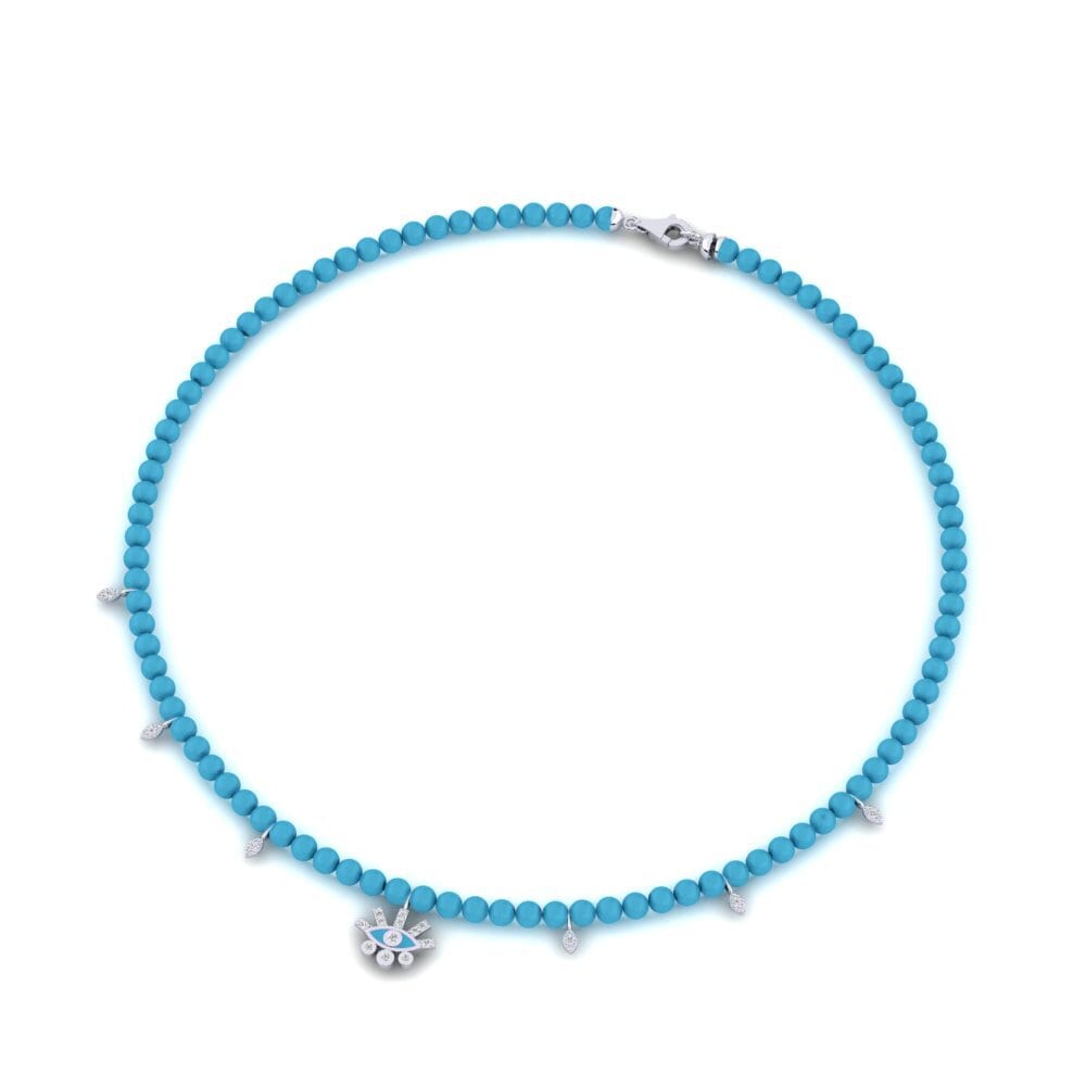 9k Oro Blanco Diamante Collar Turru