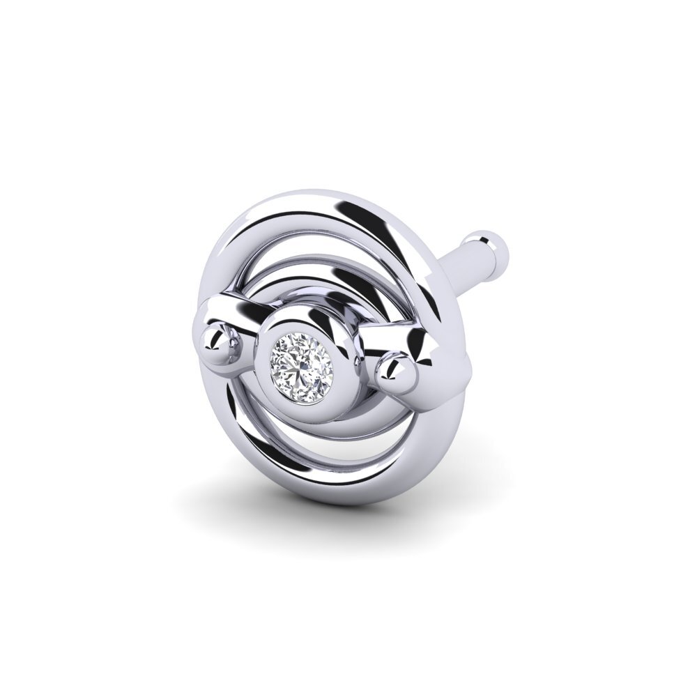 Piercing Pour Nez En Or Blanc 18k (750) - Diamant 0.03 Carat - Tige Spirale 20G (0.8mm) X 6mm - Neuf Avec étiquettes