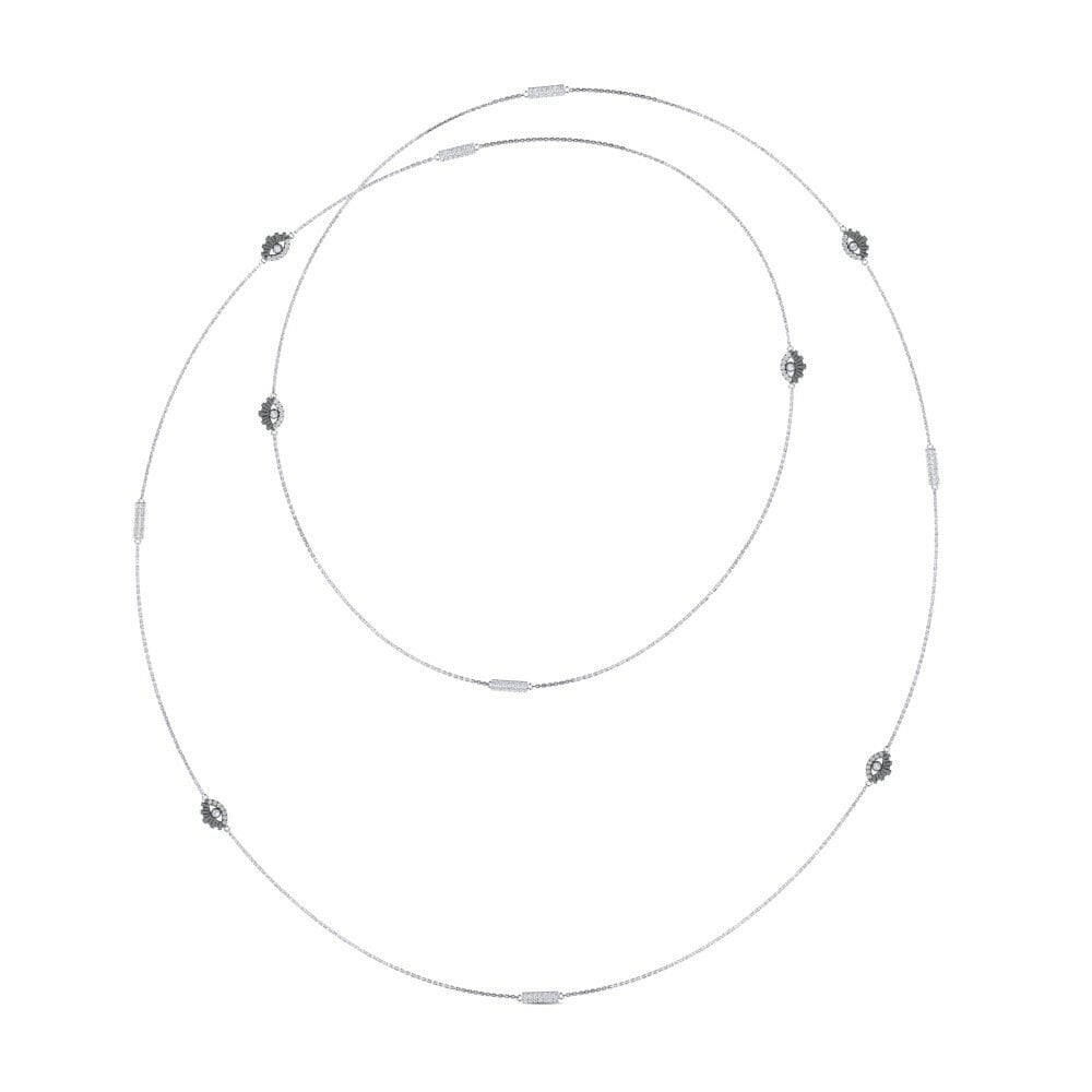 9k Oro Blanco Circonita Collar de Mujer Abarona