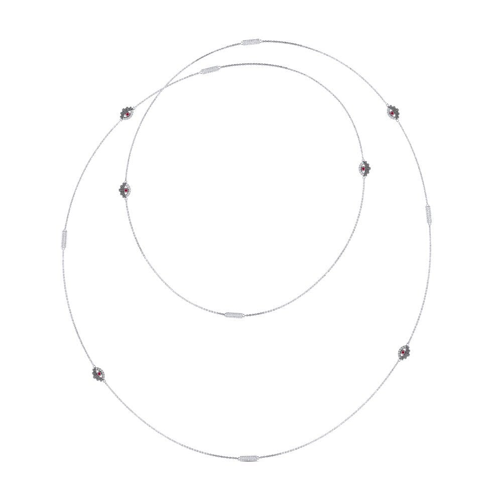 14k Oro Blanco Rubí Collar de Mujer Abarona
