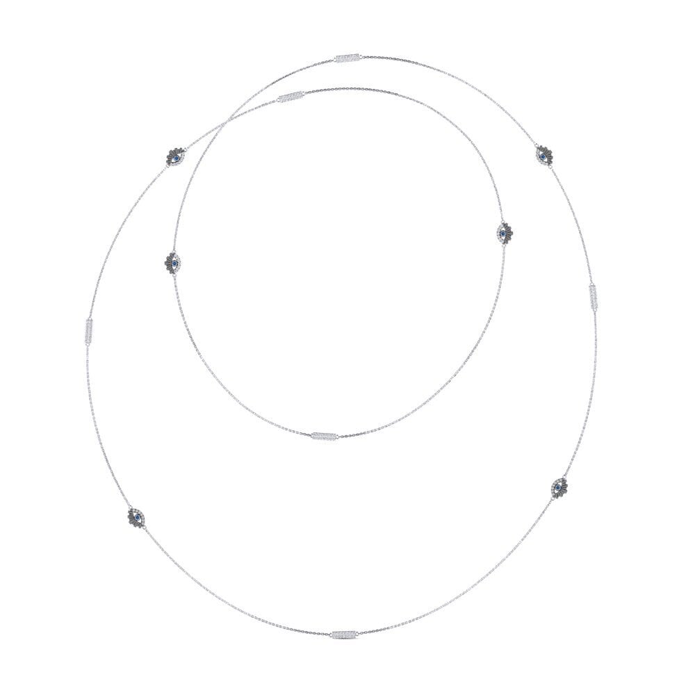 Plata 925 Circonita Azul Oscuro Collar de Mujer Abarona