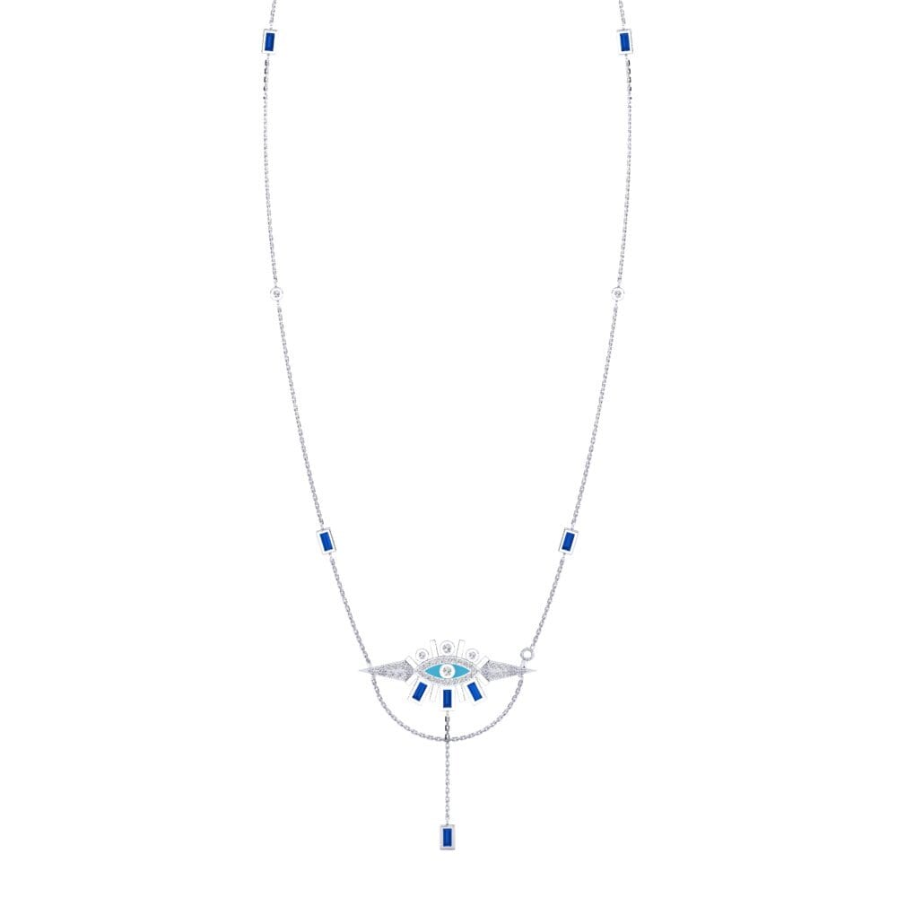 Plata 925 Circonita Azul Oscuro Collar de Mujer Adaliano