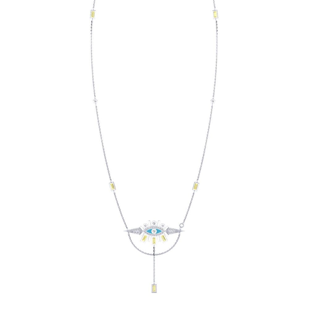 Plata 925 Zafiro amarillo Collar de Mujer Adaliano