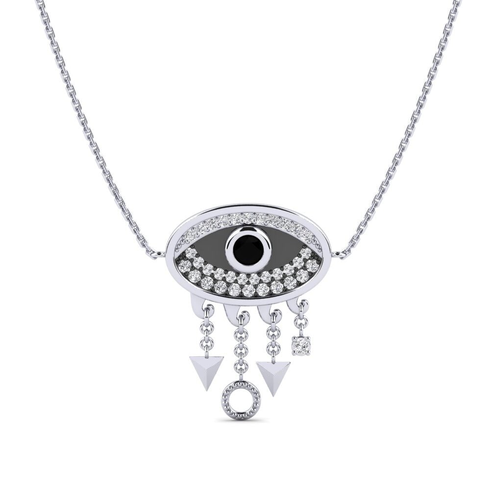 Plata 925 Diamante Negro Collar de Mujer Amabile