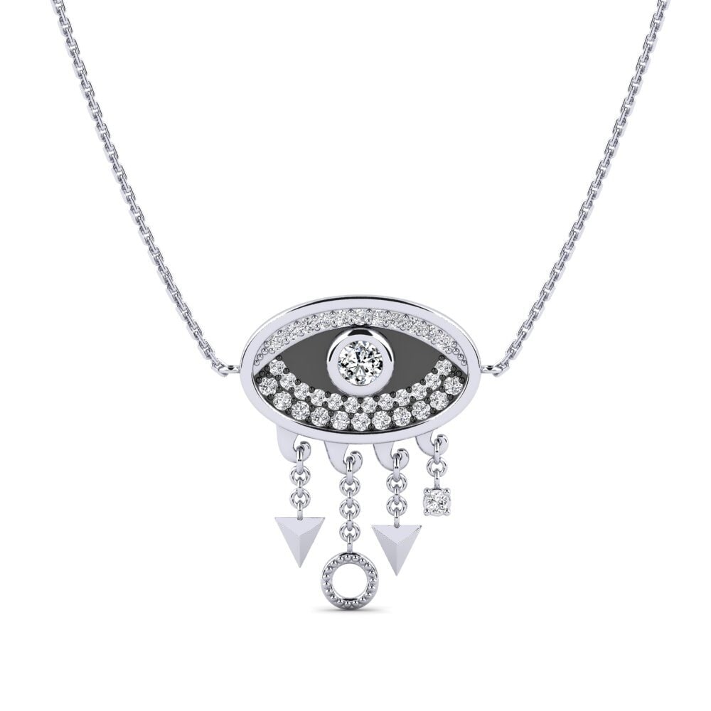 9k Oro Blanco Circonita Collar de Mujer Amabile