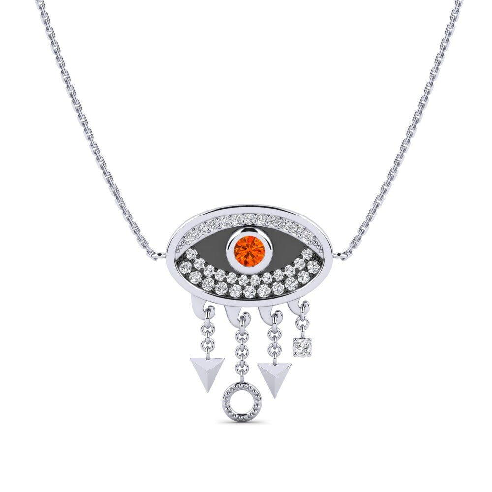 Plata 925 Zafiro Naranja Collar de Mujer Amabile
