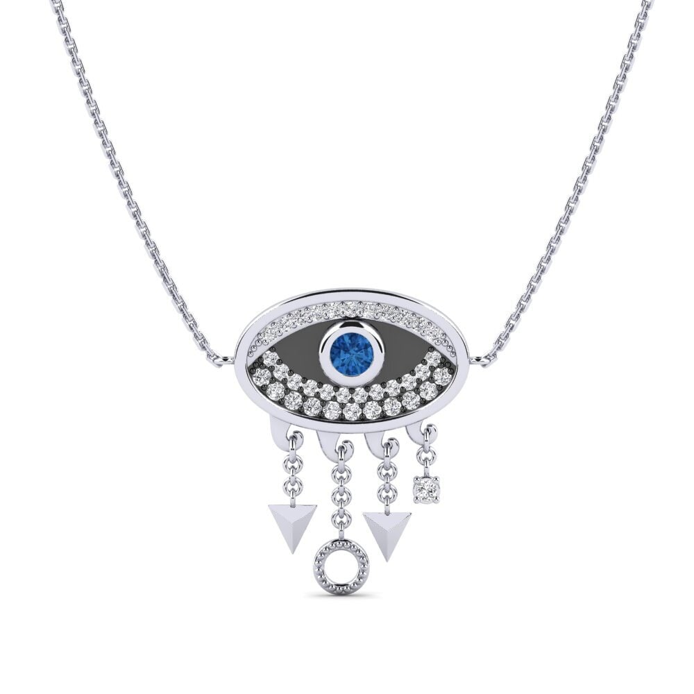 Plata 925 Circonita Azul Oscuro Collar de Mujer Amabile