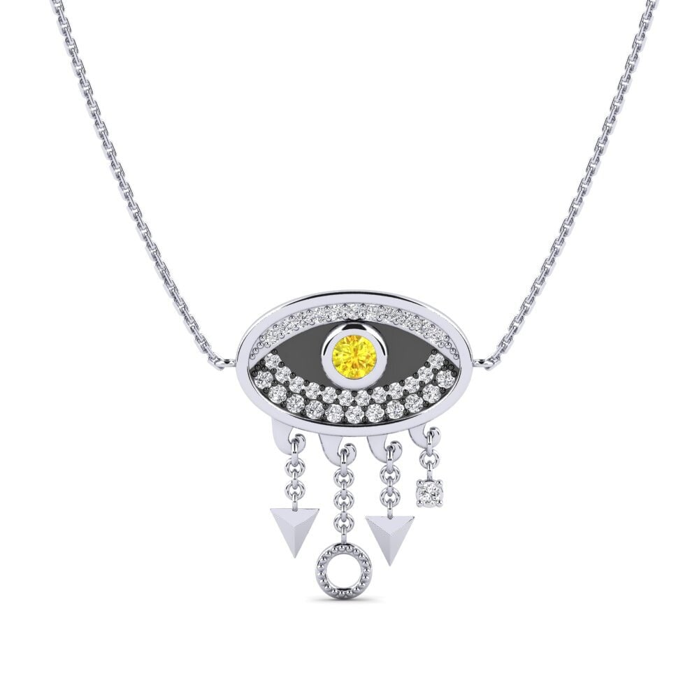 Plata 925 Zafiro amarillo Collar de Mujer Amabile