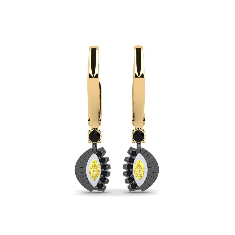 14ct Yellow / White Gold Yellow Sapphire Women's Earring Arvasin