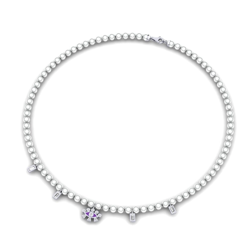 14k Oro Blanco Moissanita Collar Atarneus