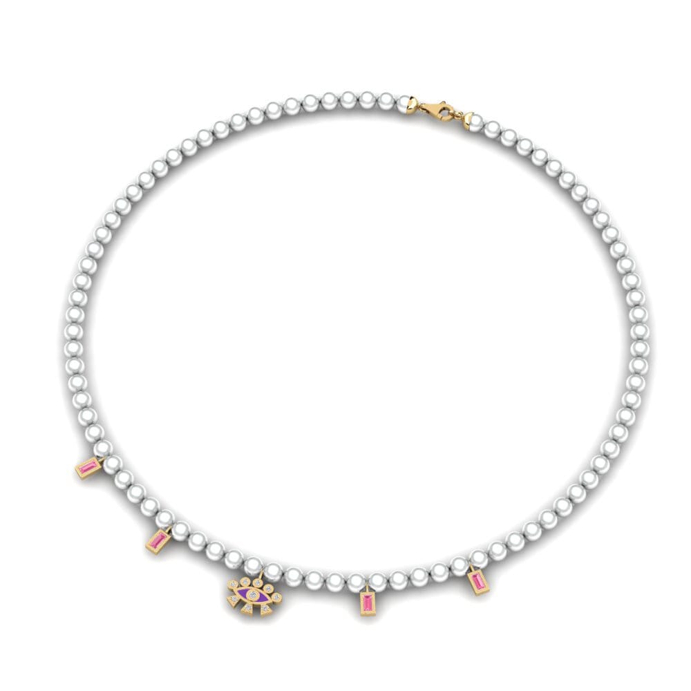 Baguette Zafiro Rosado Collar Atarneus
