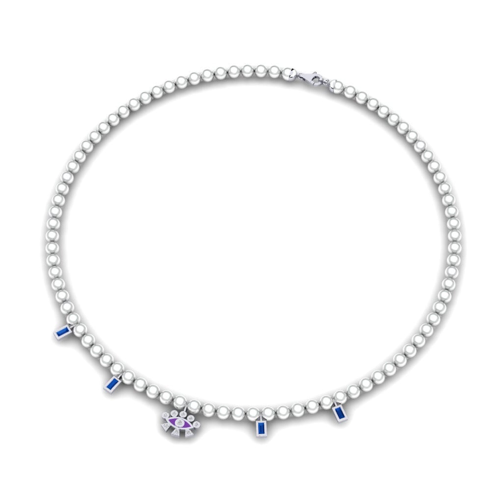 Plata 925 Circonita Azul Oscuro Collar Atarneus
