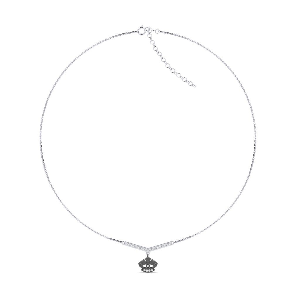 14k Oro Blanco Moissanita Collar Gargantilla de Mujer Babes
