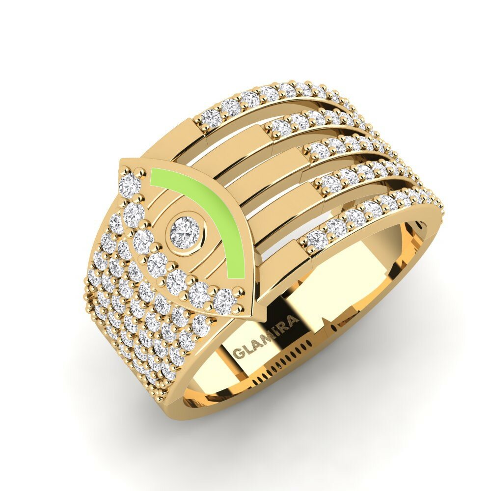 Bague Bersinar Or Jaune 585 Saphir Blanc Evil Eye 0.025 Carats Ronde