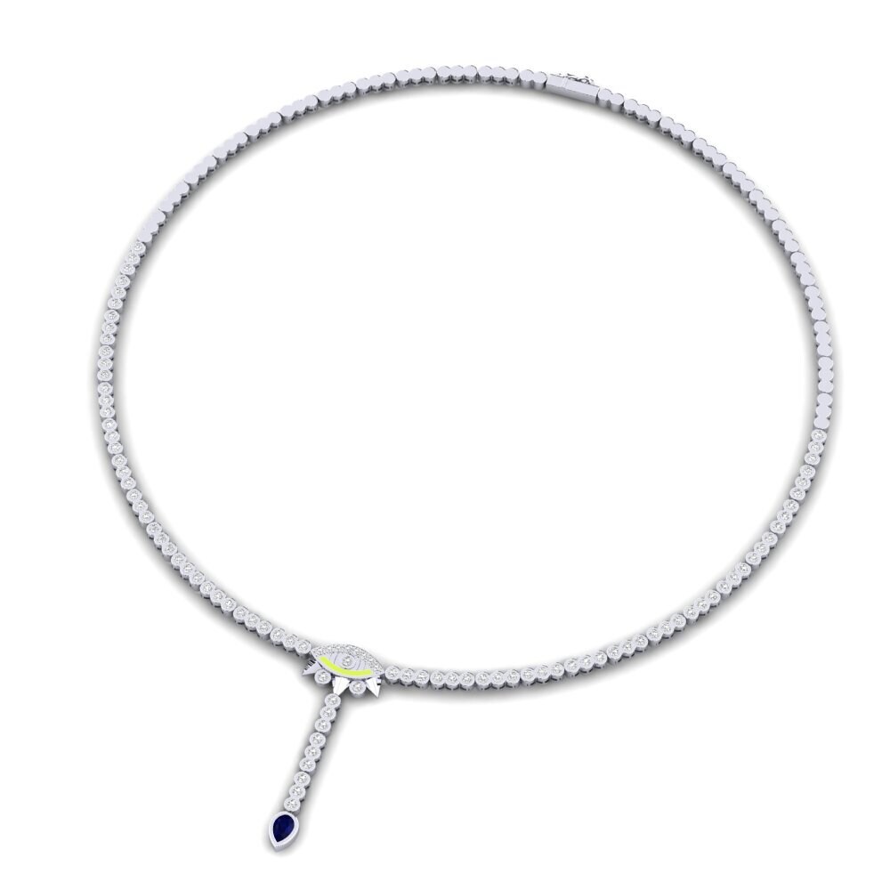 Plata 925 Zafiro Collar Brilhar