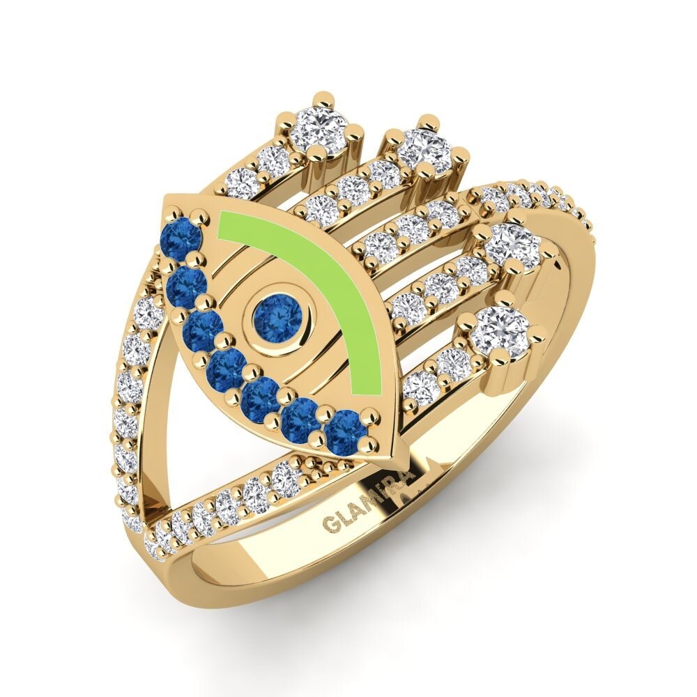 Circonita Azul Oscuro Anillo Briller
