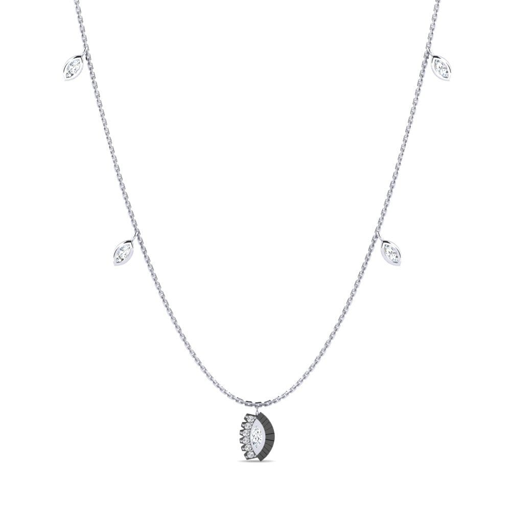 9k Oro Blanco Circonita Collar de Mujer Fiderona