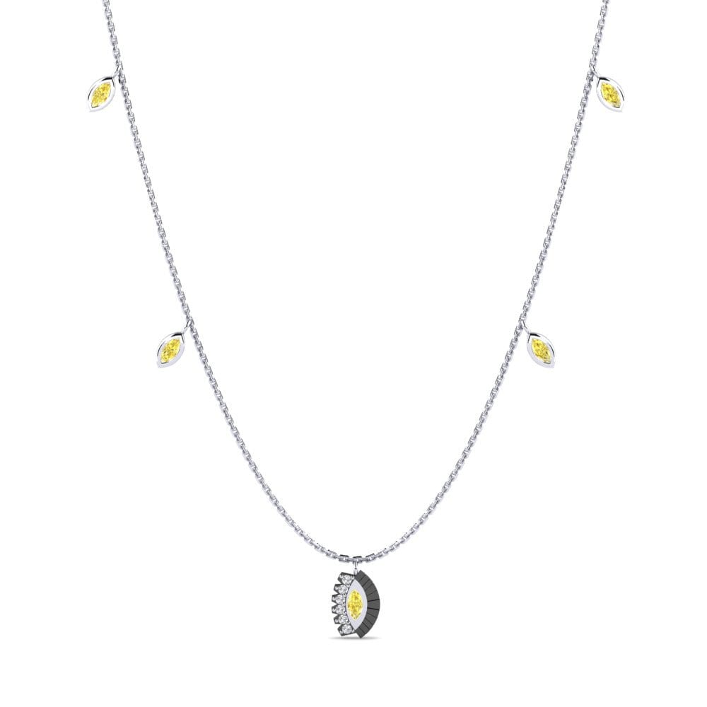 Plata 925 Zafiro amarillo Collar de Mujer Fiderona