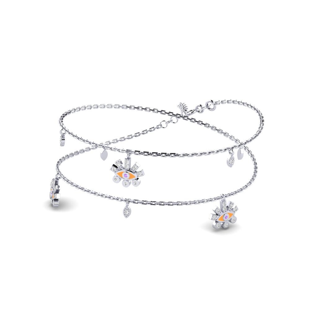 9k Oro Blanco Amatista Collar de Mujer Hellespon