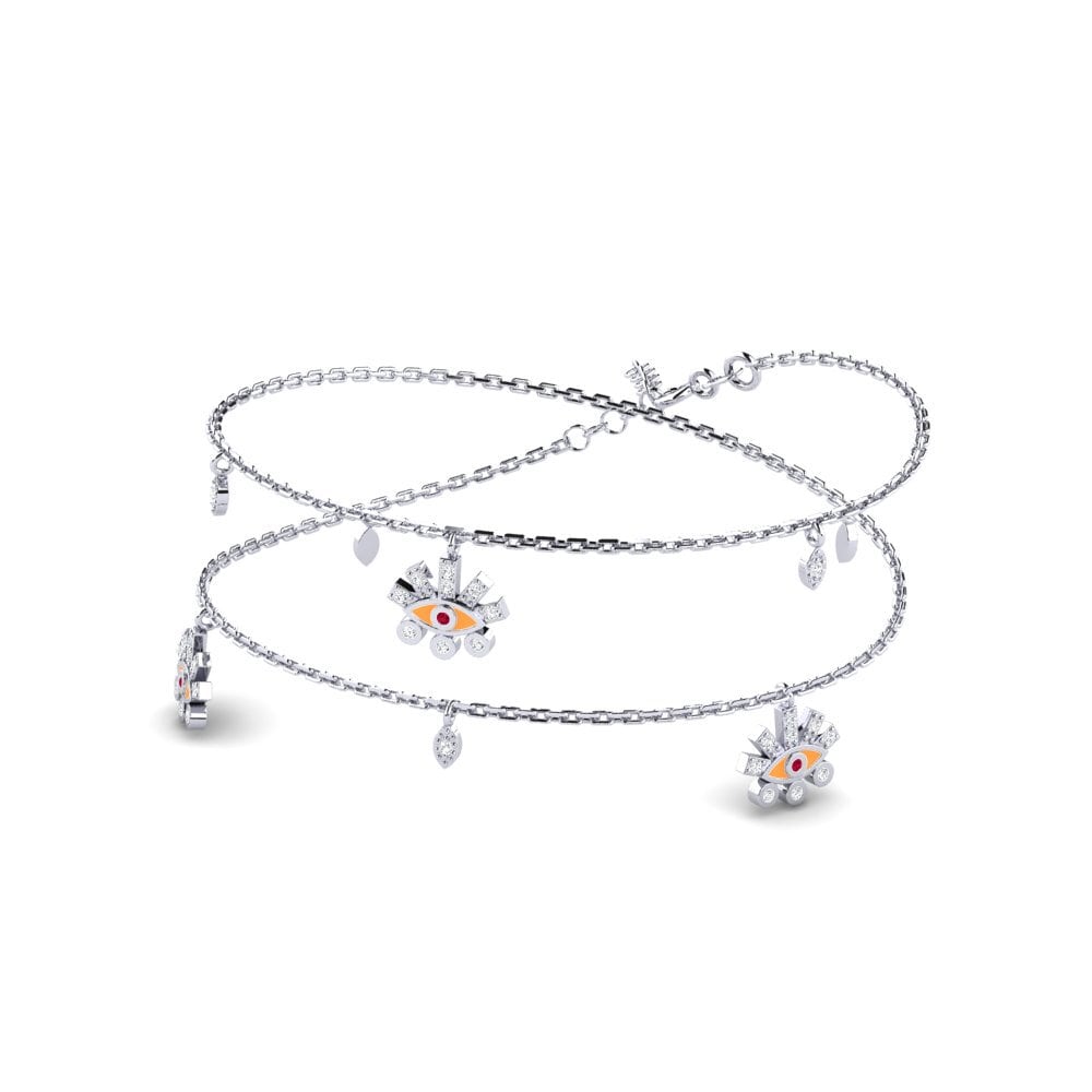 14k Oro Blanco Rubí Collar de Mujer Hellespon