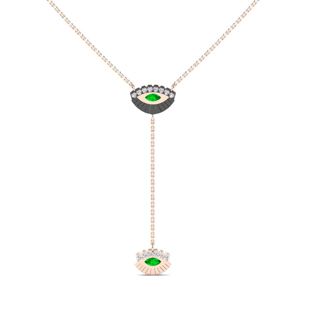 14K Rose Gold Emerald Necklace Loben