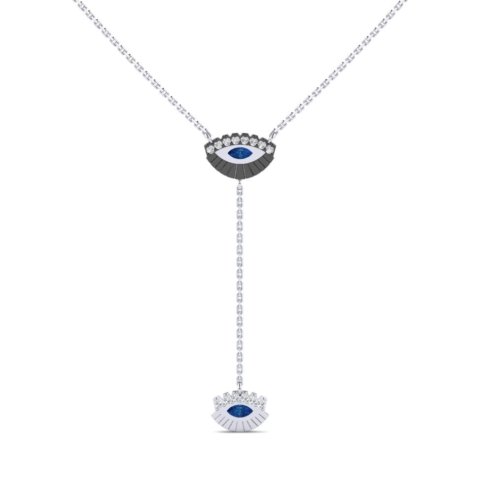 Plata 925 Circonita Azul Oscuro Collar de Mujer Loben