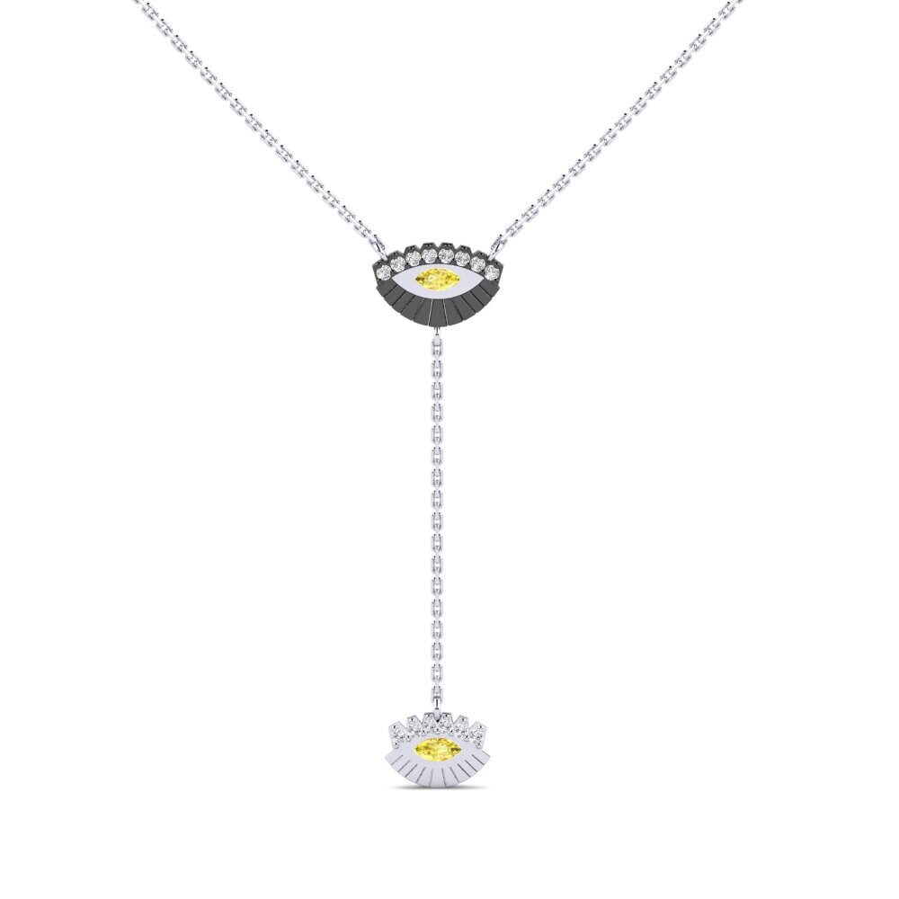 Plata 925 Zafiro amarillo Collar de Mujer Loben