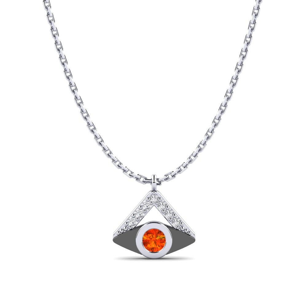 Plata 925 Zafiro Naranja Collar de Mujer Magia