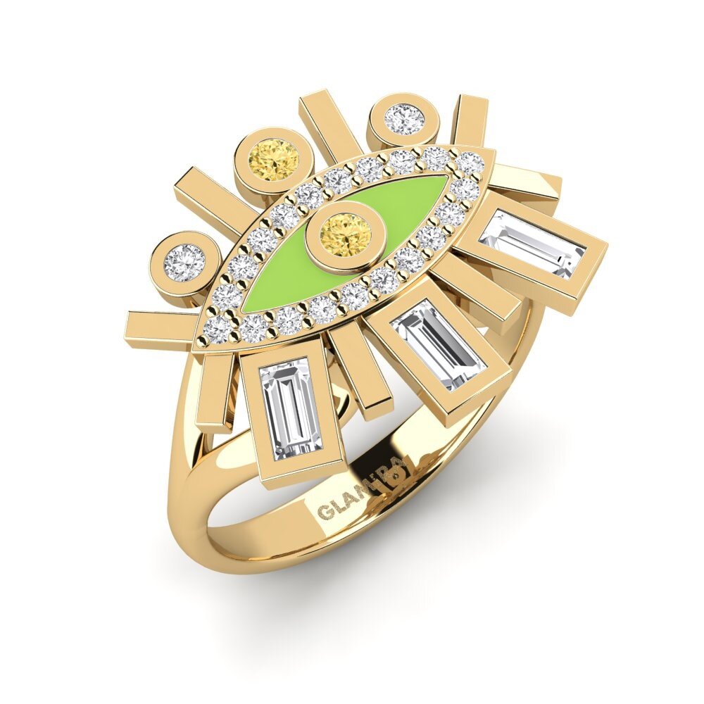 Diamante Amarillo Anillo Okenaus
