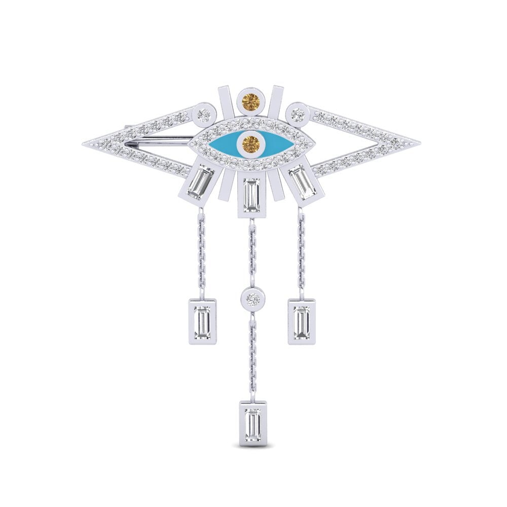 Plata 925 Diamante café Broche Parthesar