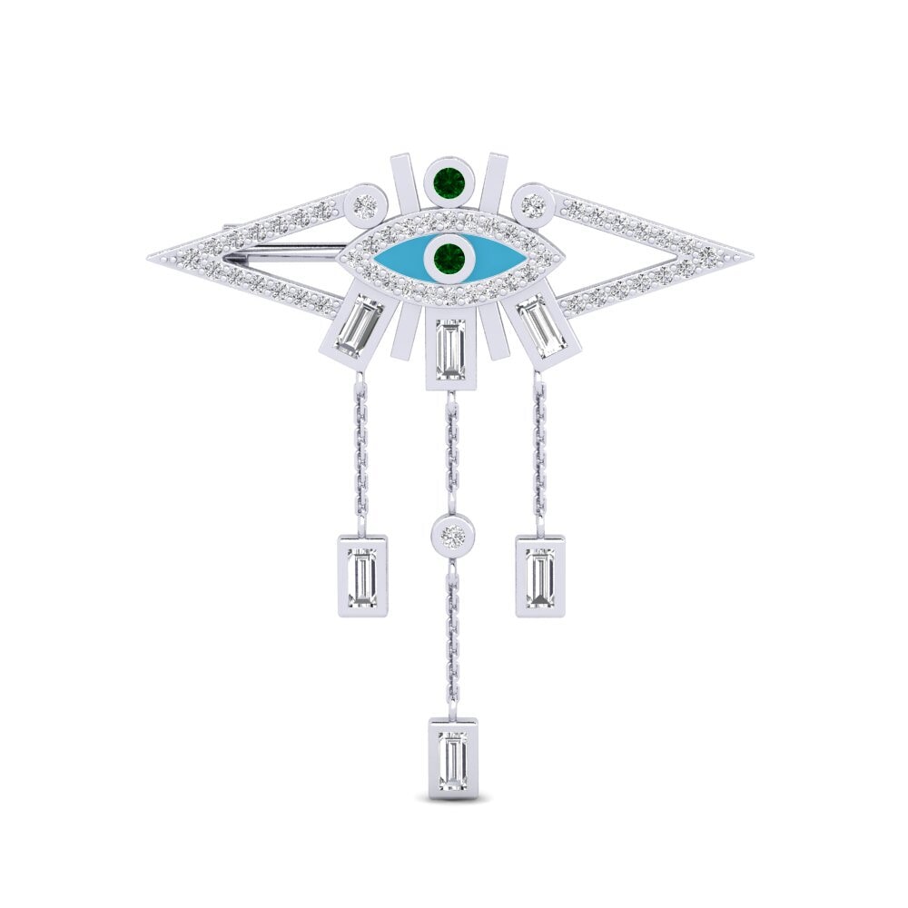 14ct White Gold Green Zirconia Brooch Parthesar
