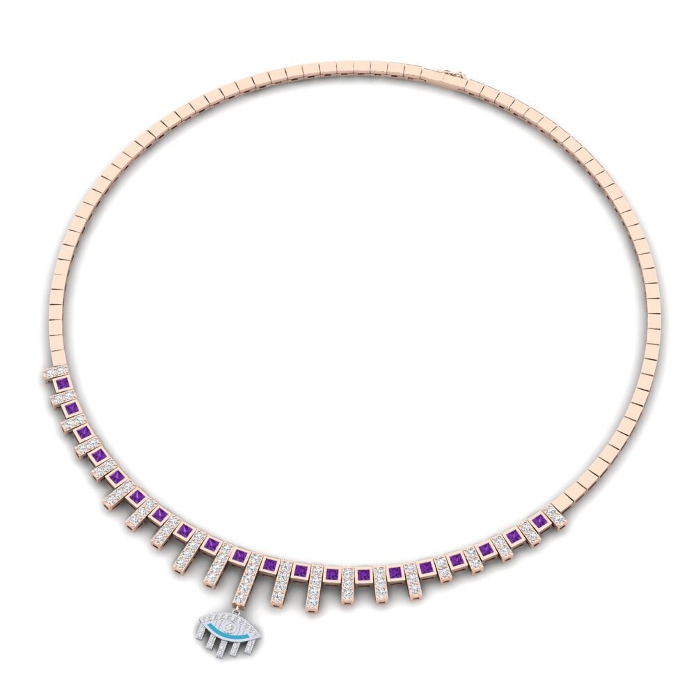 COLGANTES 9k Oro Rosa & Blanco Amatista Rígidos