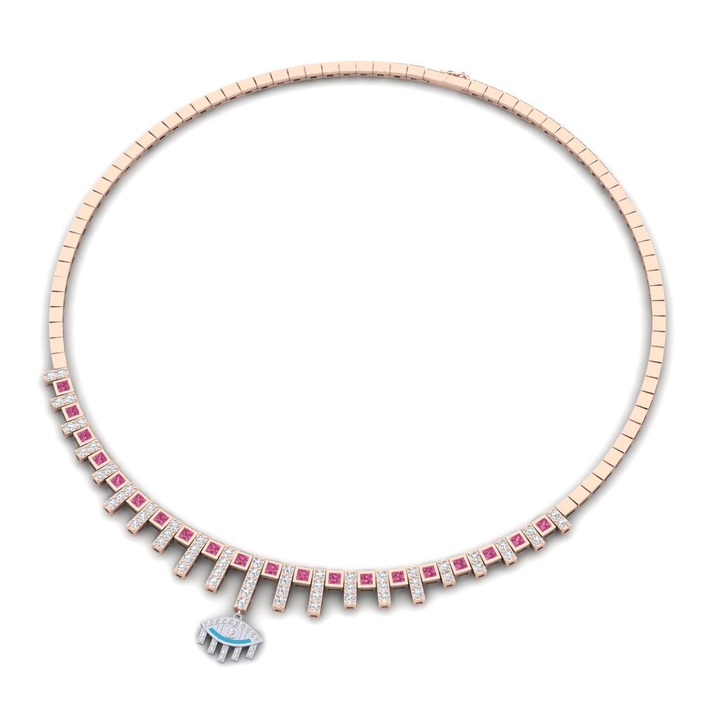COLGANTES 9k Oro Rosa & Blanco Turmalina rosa Rígidos