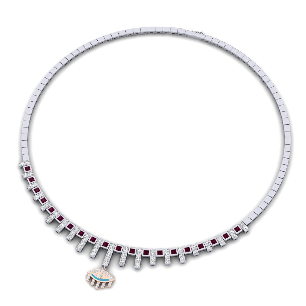 COLGANTES 14k Oro Blanco & Rosa Granate Rhodolite Rígidos