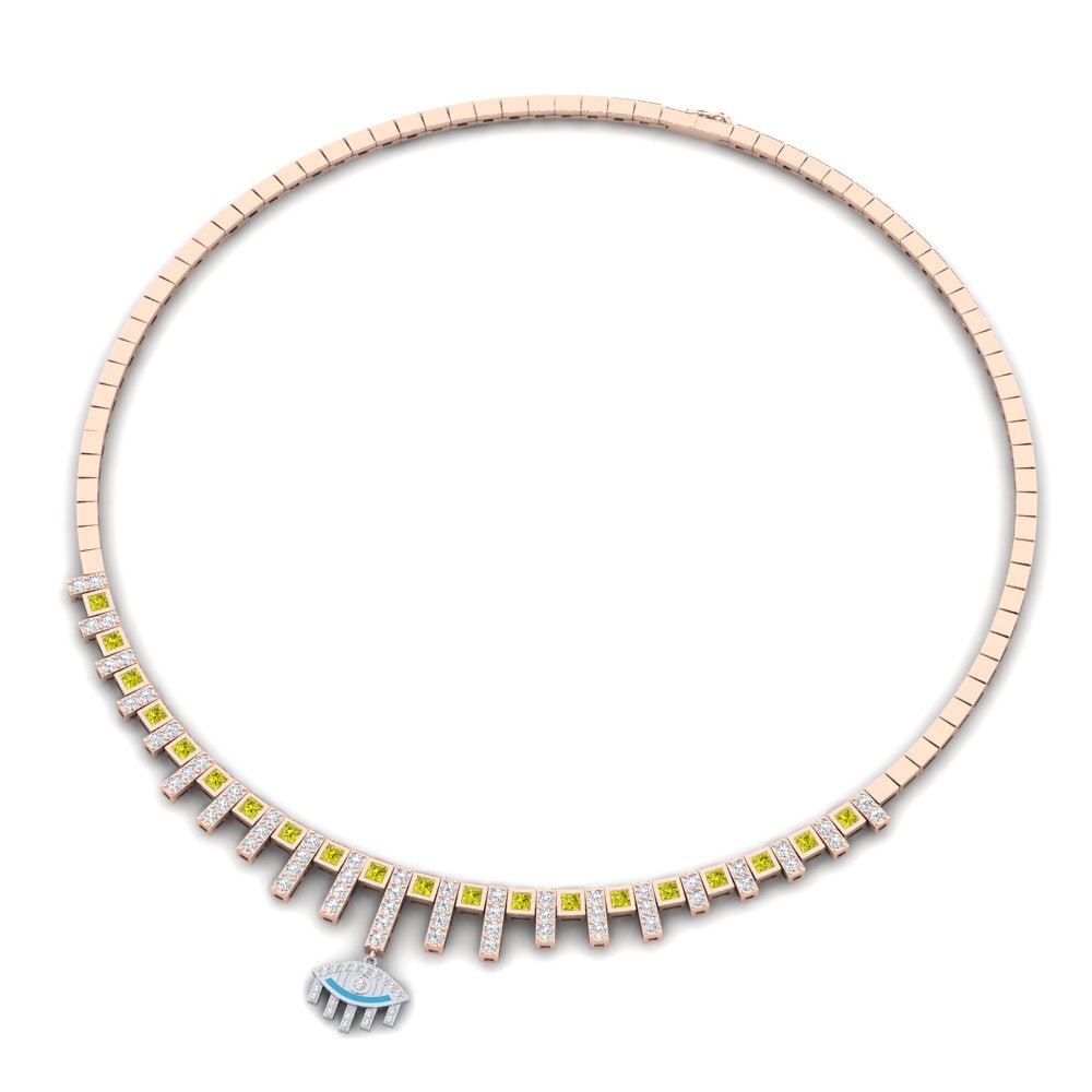 COLGANTES 9k Oro Rosa & Blanco Diamante Amarillo Rígidos