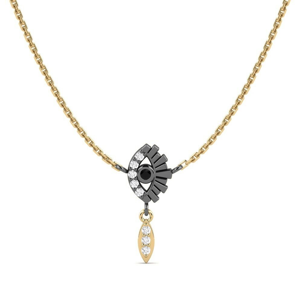 Necklace Praise 585 Yellow Gold with Black Rhodium & Black Diamond & White Sapphire