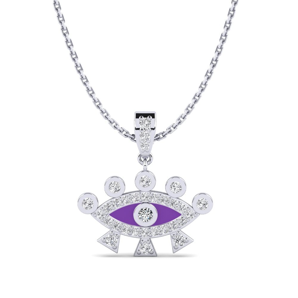 9k Oro Blanco Circonita Colgante de Mujer Siuminu